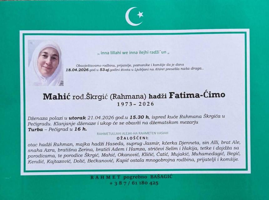 Mahić rođ. &Scaron;krgić (Rahmana) hadži 