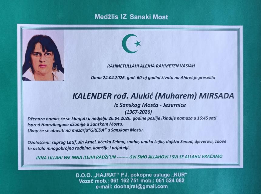 Kalender, rođ. Alukić (Muharem) Mirsada