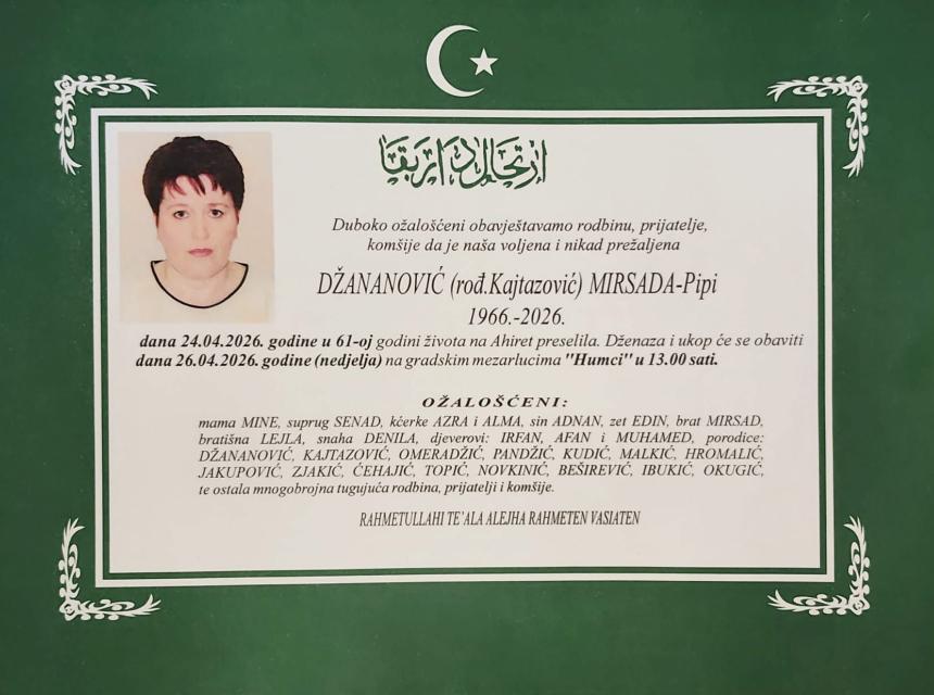 Džananović (rođ. Kajtazović) Mirsada &ndash; Pipi