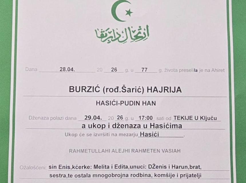 Burzić (rođ. &Scaron;arić) Hajrija