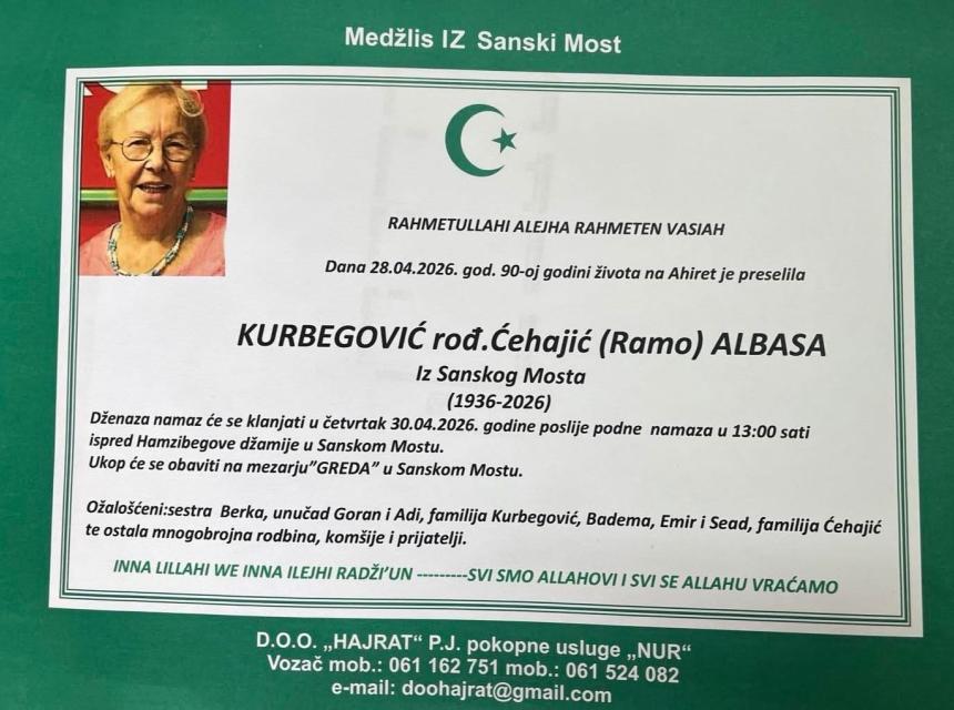 Kurbegović, rođ. Ćehajić (Ramo) Albasa