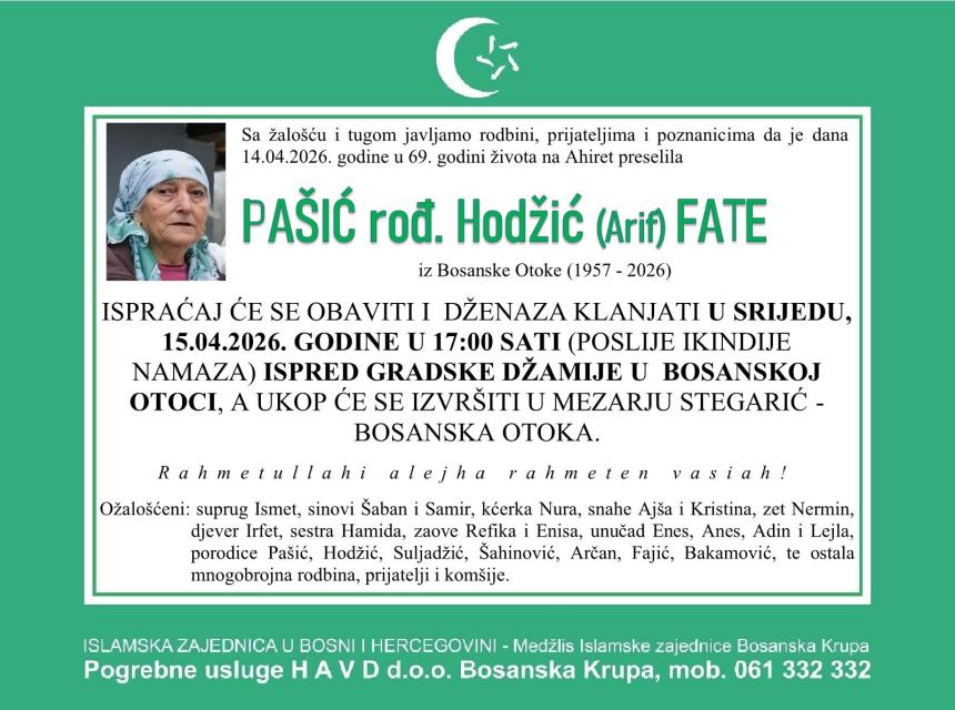Pa&scaron;ić, rođ. Hodžić (Arif) Fate