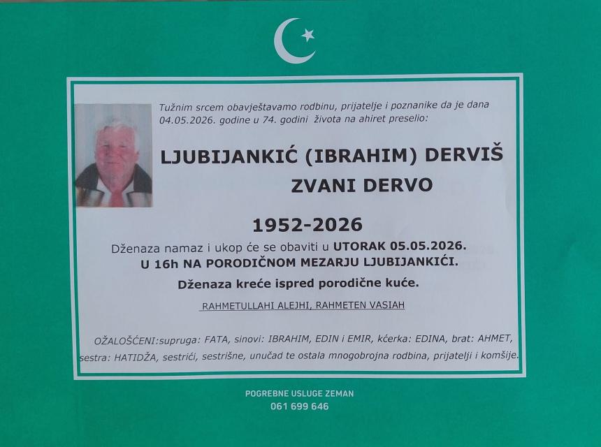 Ljubijankić (Ibrahim) Dervi&scaron;, zvani Dervo