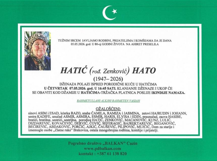 Hatić (rođ. Zenković) Hato