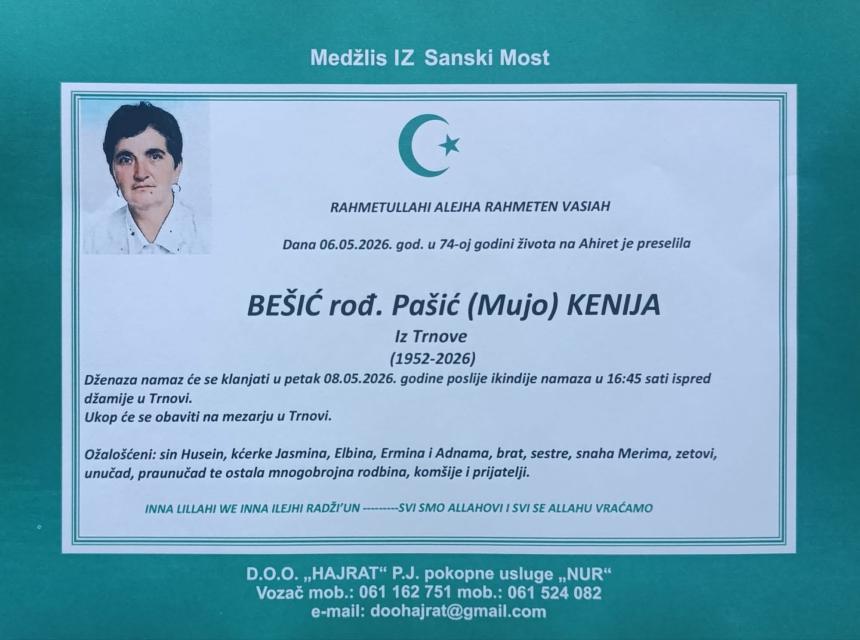 Be&scaron;ić rođ. Pa&scaron;ić (Mujo) Kenija