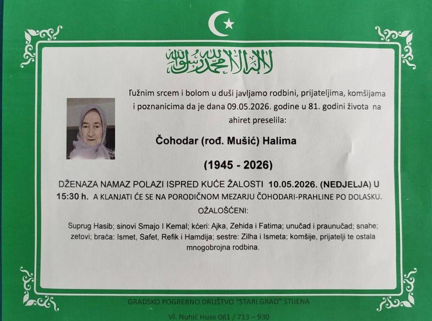 Čohodar (rođ. Mu&scaron;ić) Halima