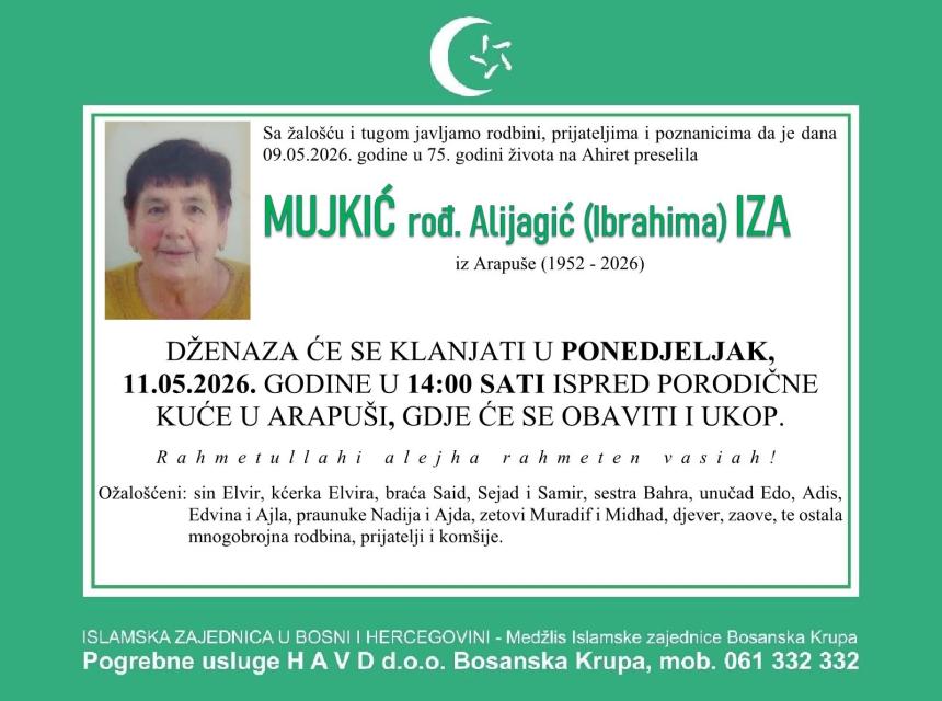 Mujkić rođ. Alijagić (Ibrahima) Iza