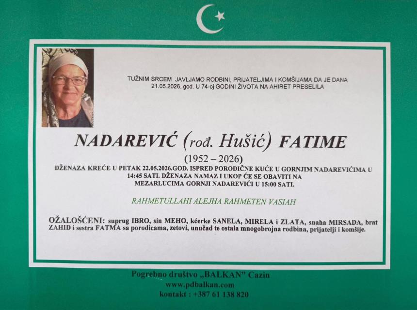 Nadarević (rođ. Hu&scaron;ić) Fatime