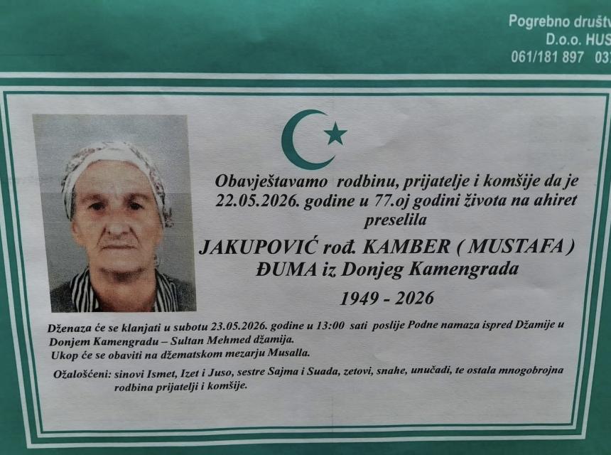 Jakupović rođ. Kamber (Mustafa) Đuma