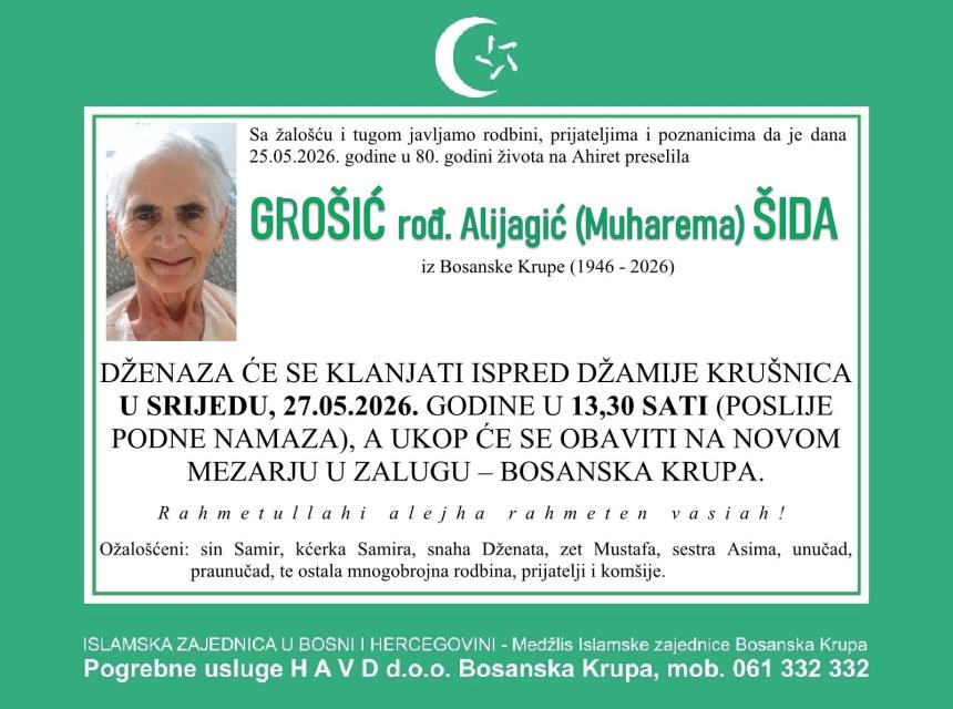 Gro&scaron;ić rođ. Alijagić (Muharema) &Scaron;ida