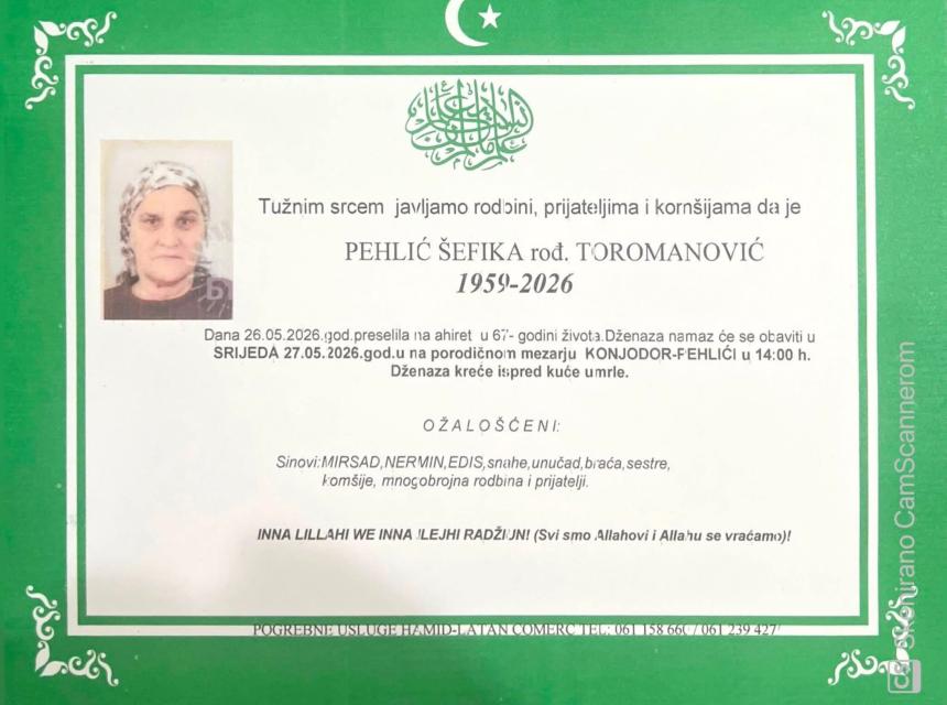 Pehlić &Scaron;efika, rođ. Toromanović