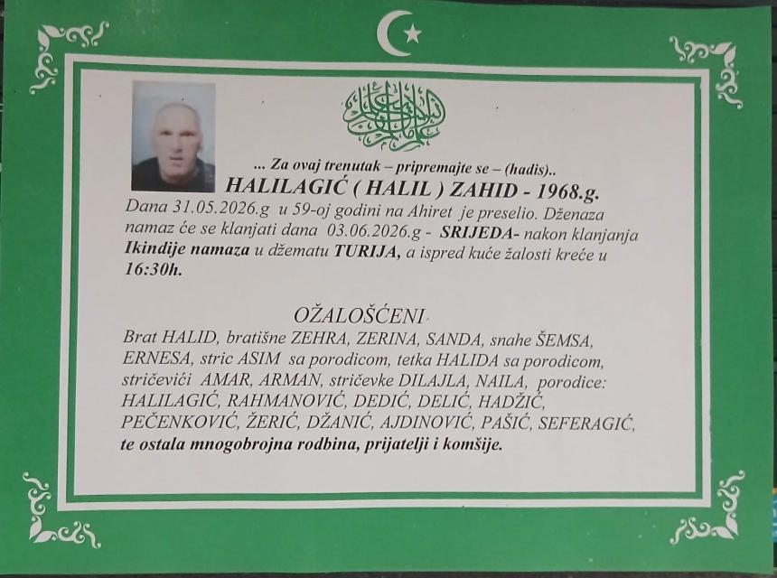 Halilagić (Halil) Zahid &ndash; 1968. g.