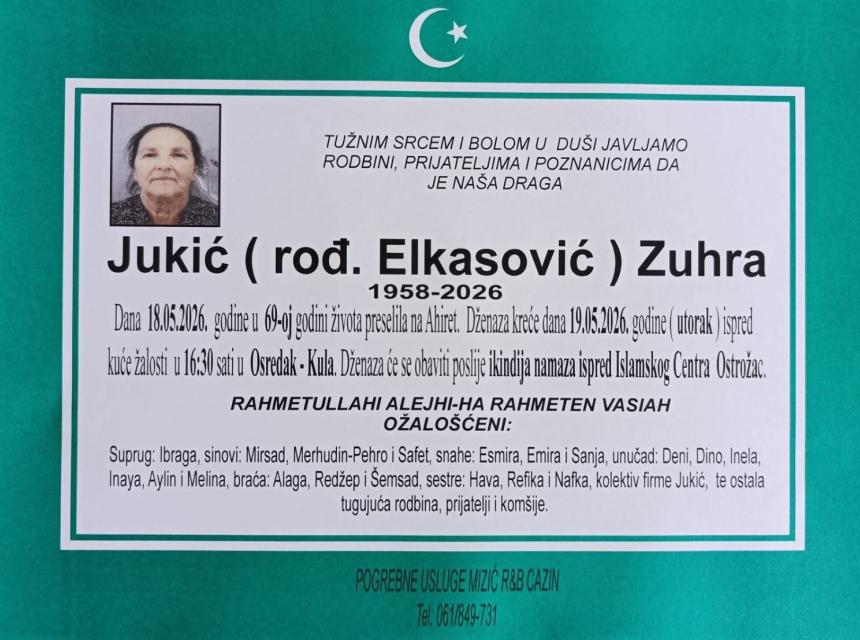 Jukić (rođ. Elkasović) Zuhra