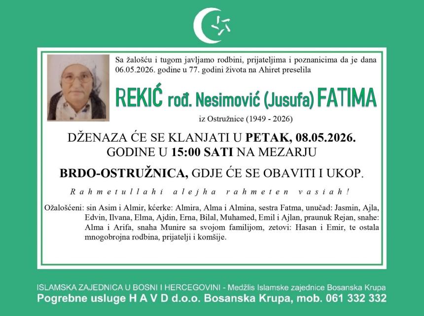 Rekić rođ. Nesimović (Jusufa) Fatima