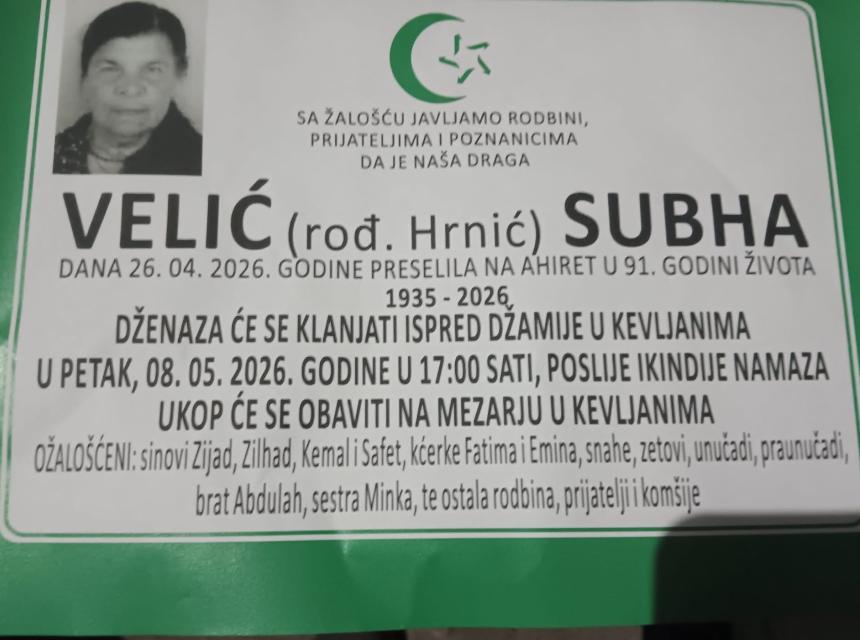 Velić (rođ. Hrnić) Subha