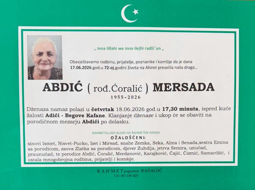 Abdić (rođ. Ćoralić) Mersada