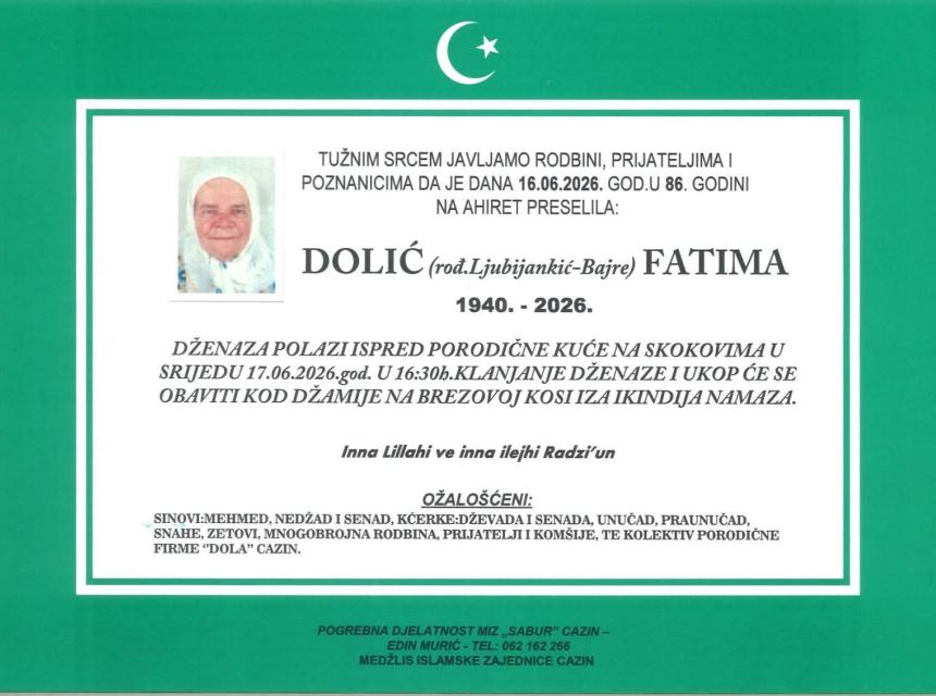 Dolić (rođ. Ljubijankić-Bajre) Fatima