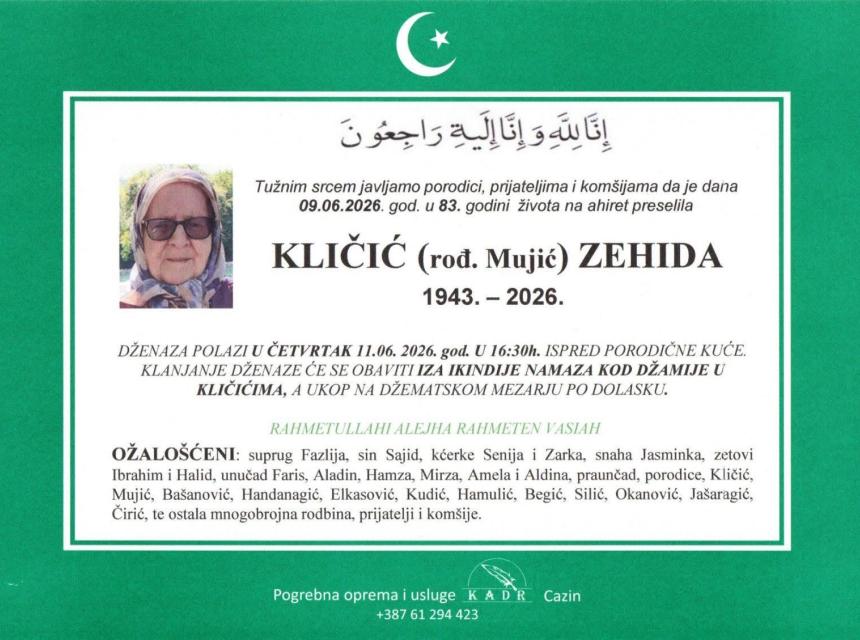 Kličić (rođ. Mujić) Zehida