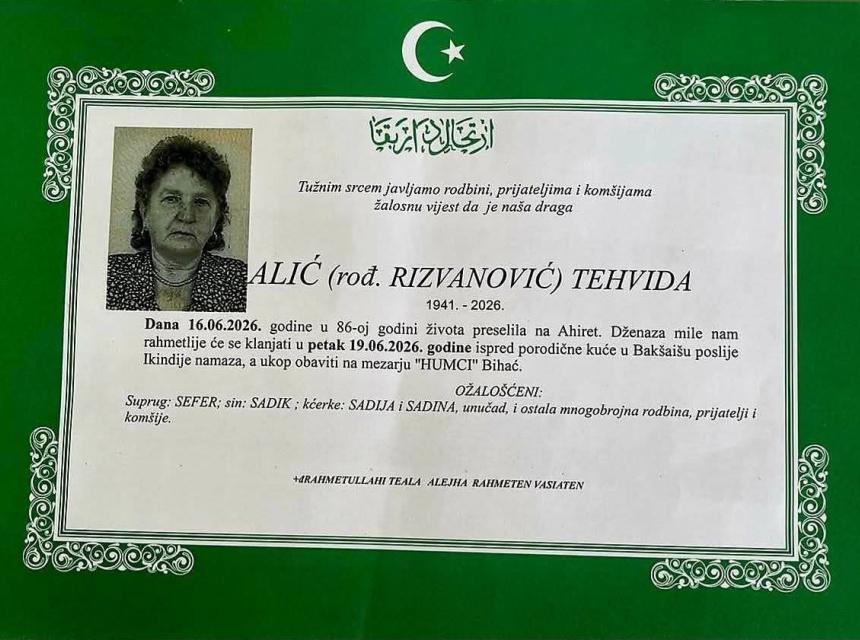 Alić (rođ. Rizvanović) Tehvida