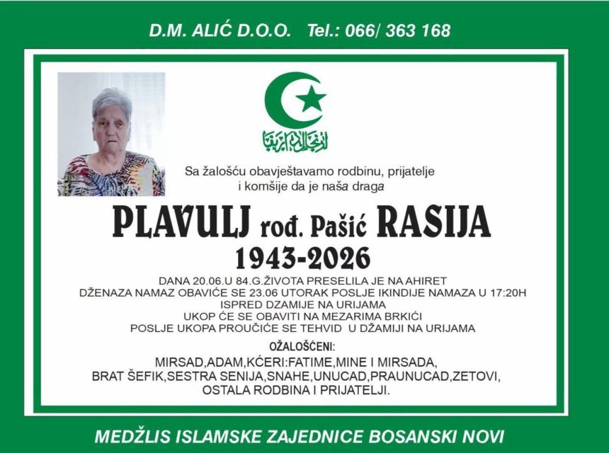 Plavulj rođ. Pa&scaron;ić Rasija