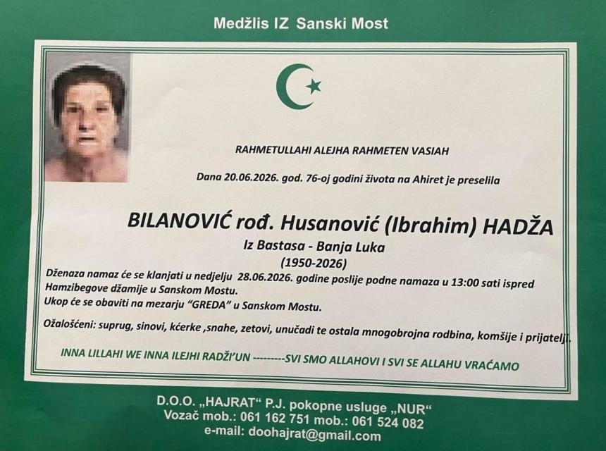 Bilanović rođ. Husanović (Ibrahim) Hadža