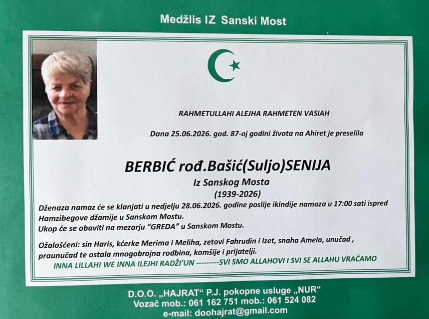 Berbić rođ. Ba&scaron;ić (Suljo) Senija