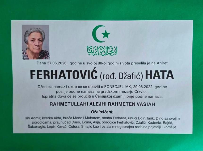 Ferhatović (rođ. Džafić) Hata