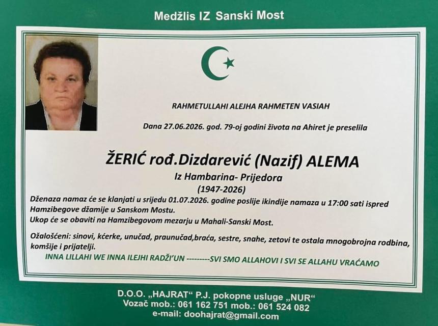 Žerić rođ. Dizdarević (Nazif) Alema