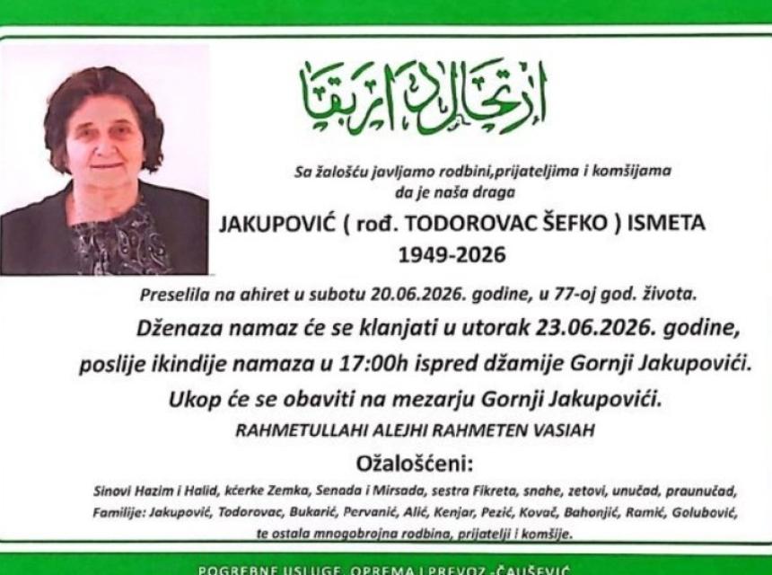 Jakupović (rođ. Todorovac &Scaron;efko) Ismeta