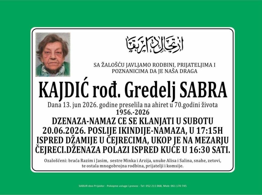 Kajdić rođ. Gredelj Sabra