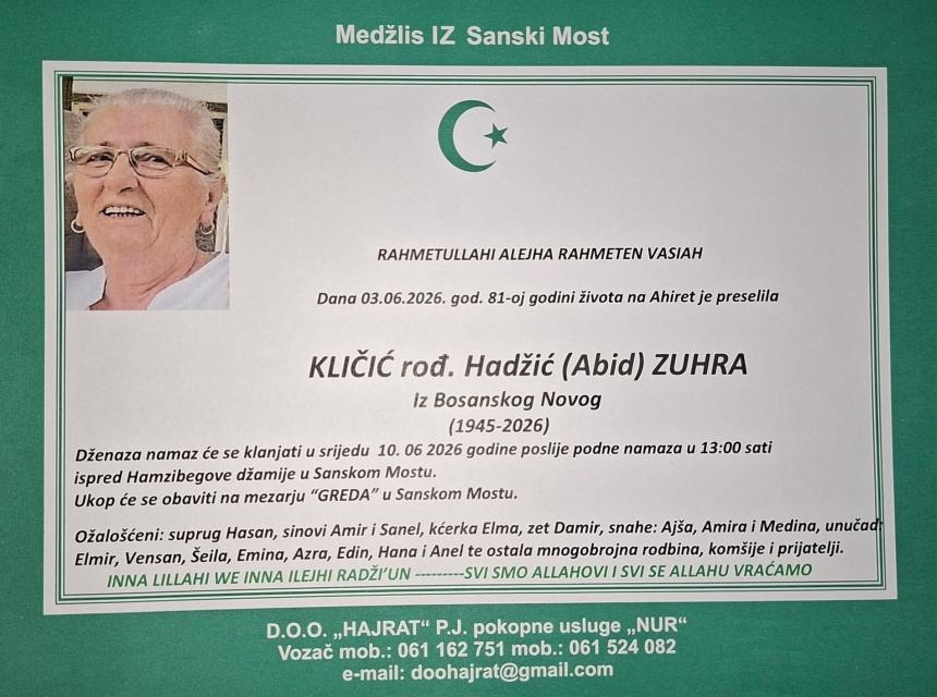 Kličić rođ. Hadžić (Abid) Zuhra