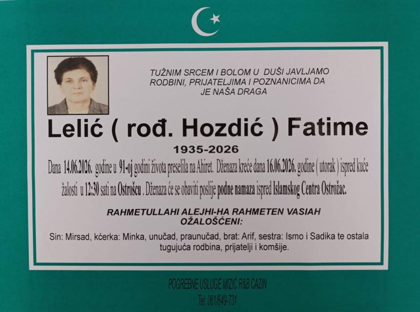 Lelić (rođ. Hozdić) Fatime