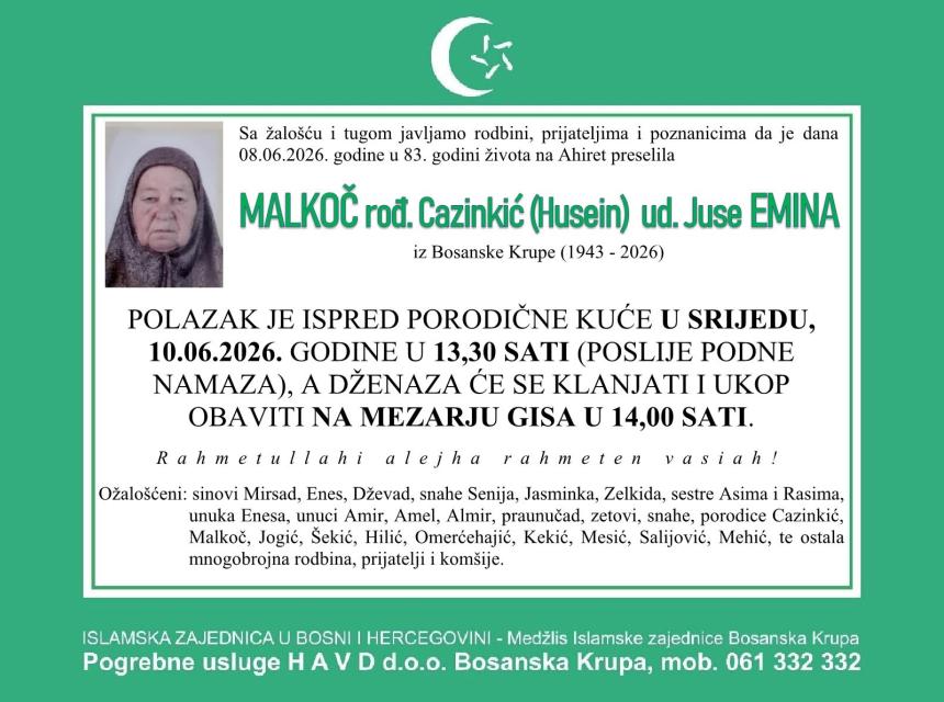 Malkoč rođ. Cazinkić (Husein) ud. Juse Emina