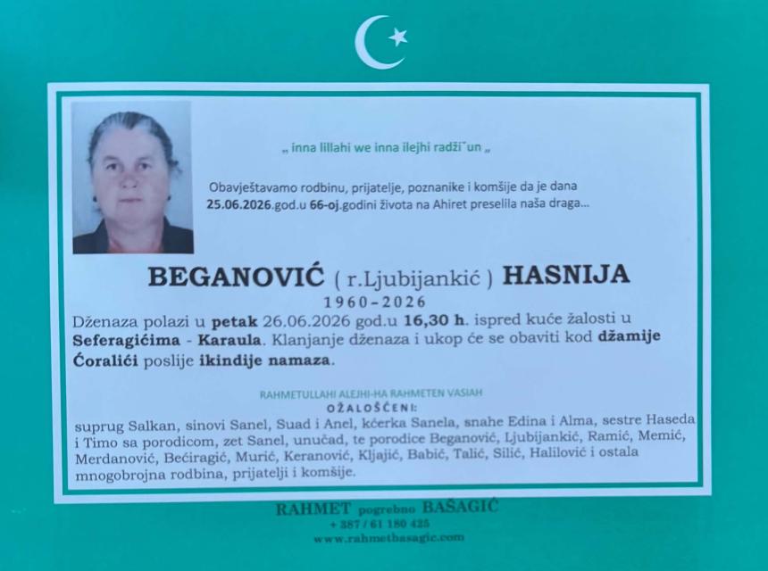 Beganović (rođ. Ljubijankić) Hasnija