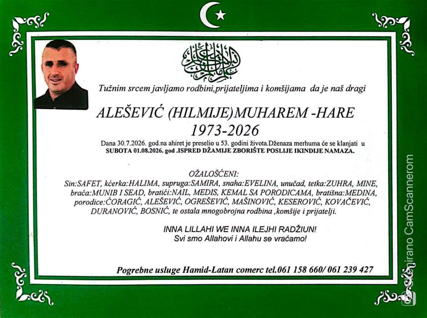 Ale&scaron;ević (Hilmije) Muharem &ndash; Hare