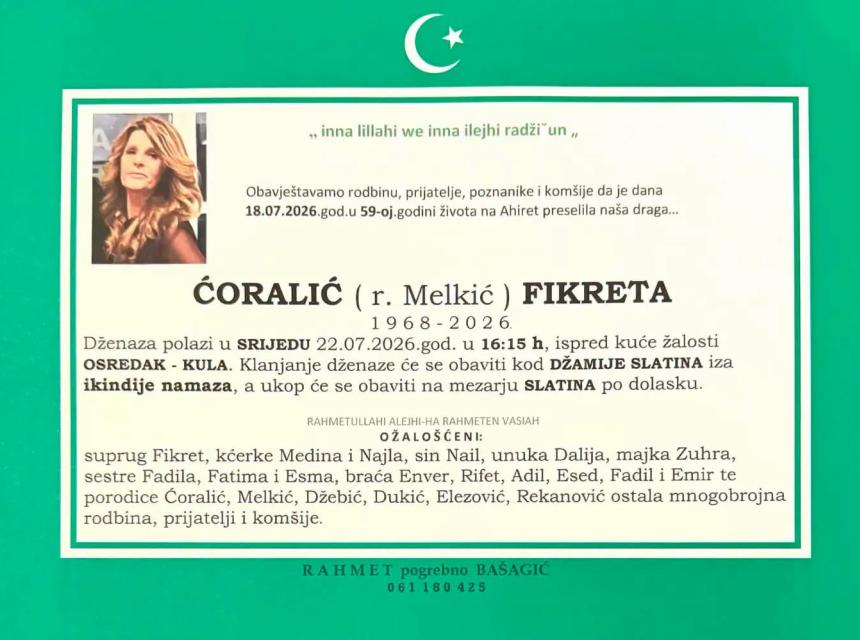 Ćoralić (rođ. Melkić) Fikreta