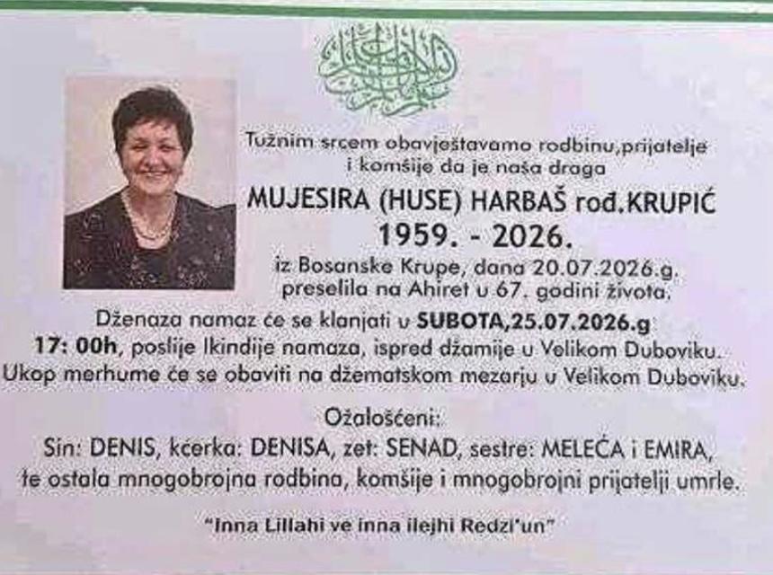 Mujesira (Huse) Harba&scaron;, rođ. Krupić