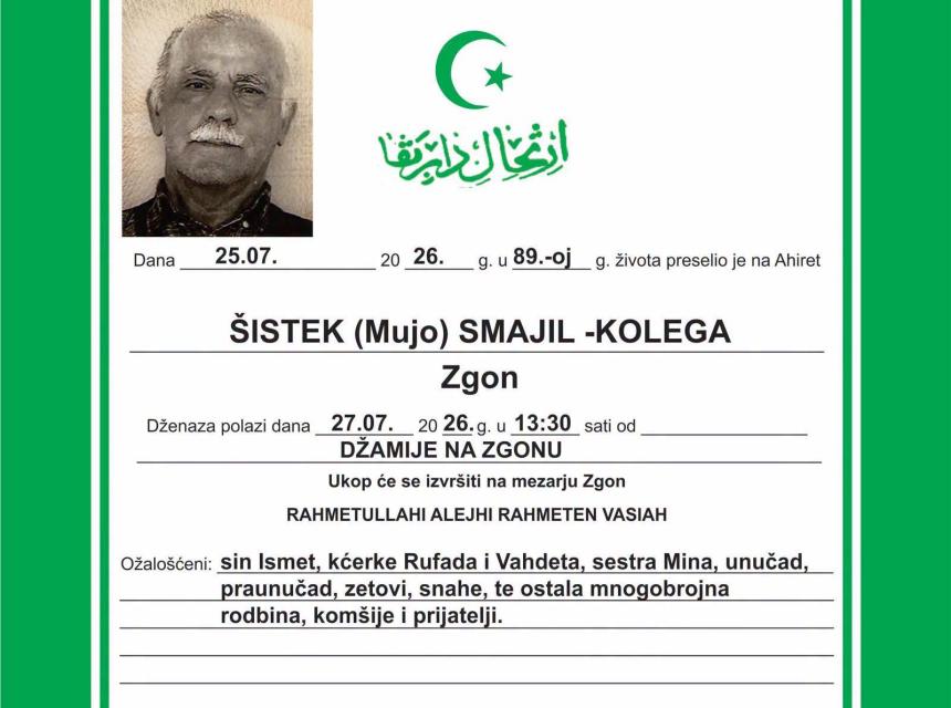 &Scaron;istek (Mujo) Smajil &ndash; Kolega