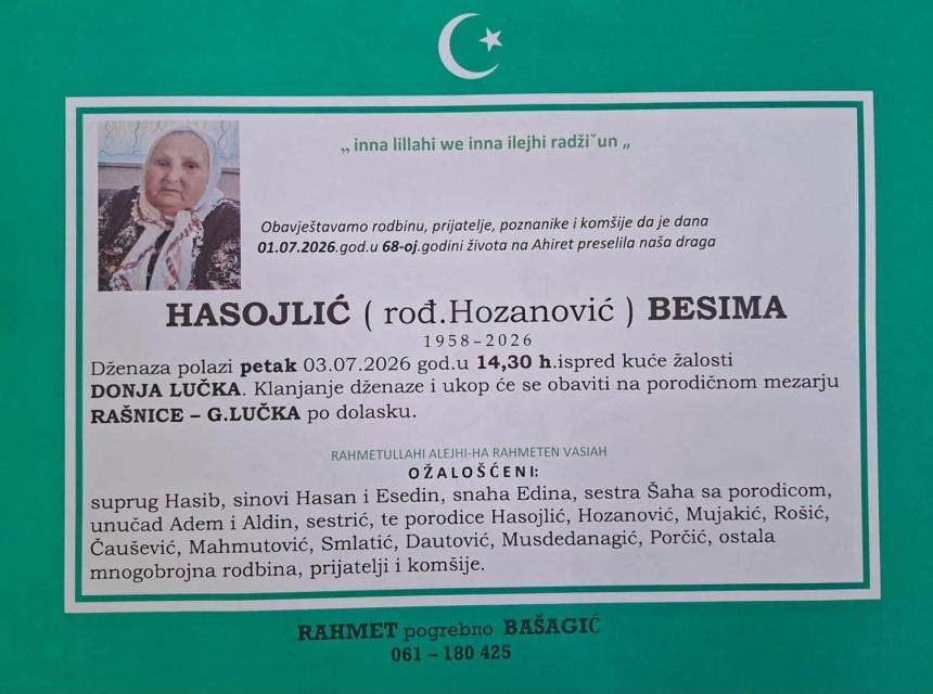Hasojlić (rođ. Hozanović) Besima