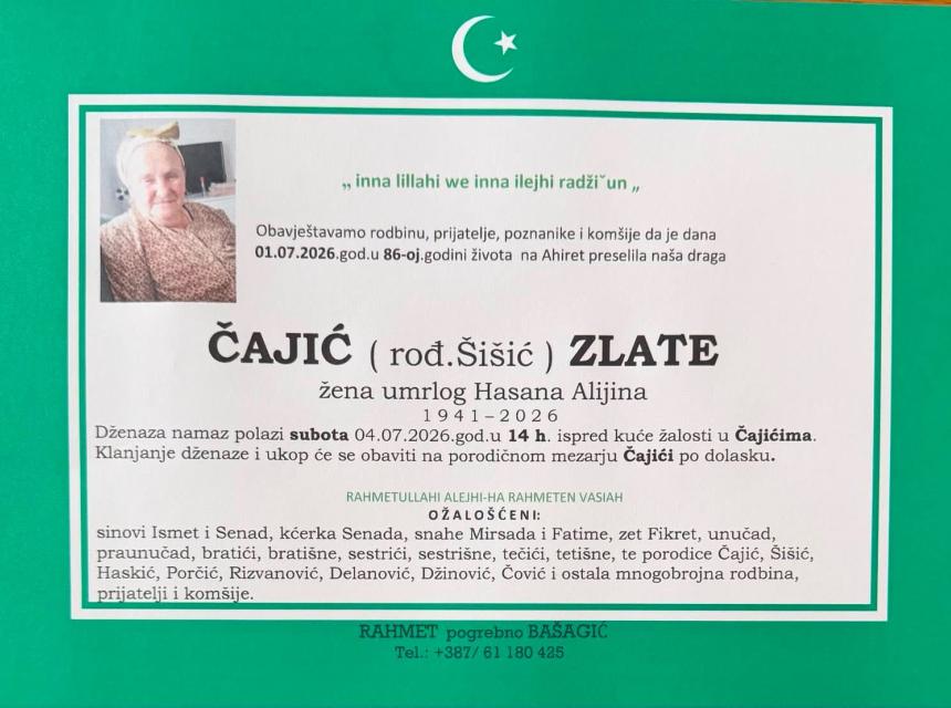 Čajić (rođ. &Scaron;i&scaron;ić) Zlate