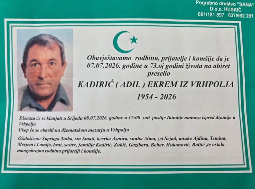 Kadirić (Adil) Ekrem iz Vrhpolja