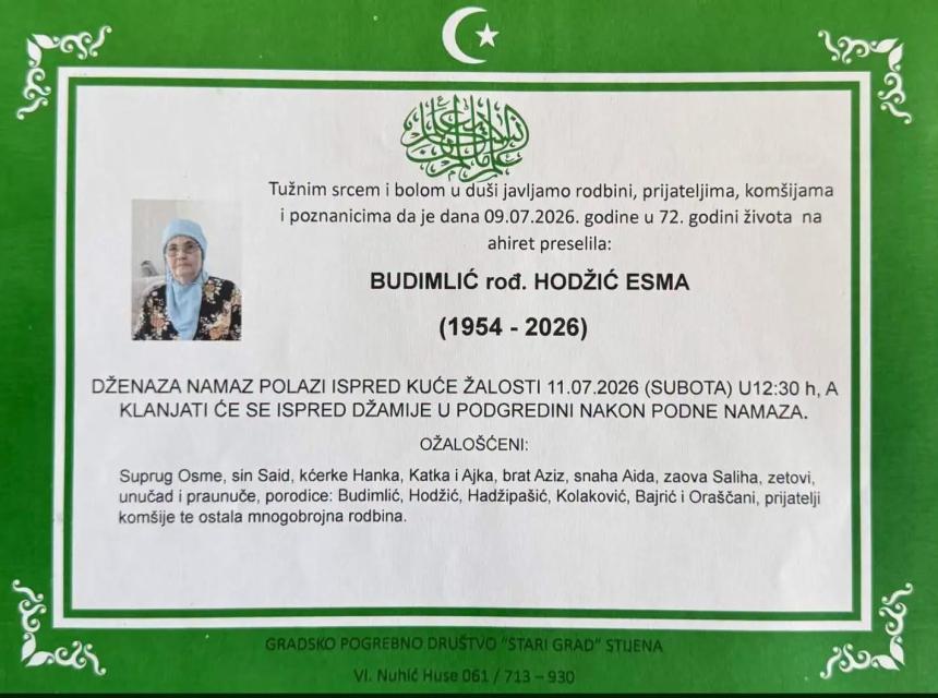 Budimlić rođ. Hodžić Esma