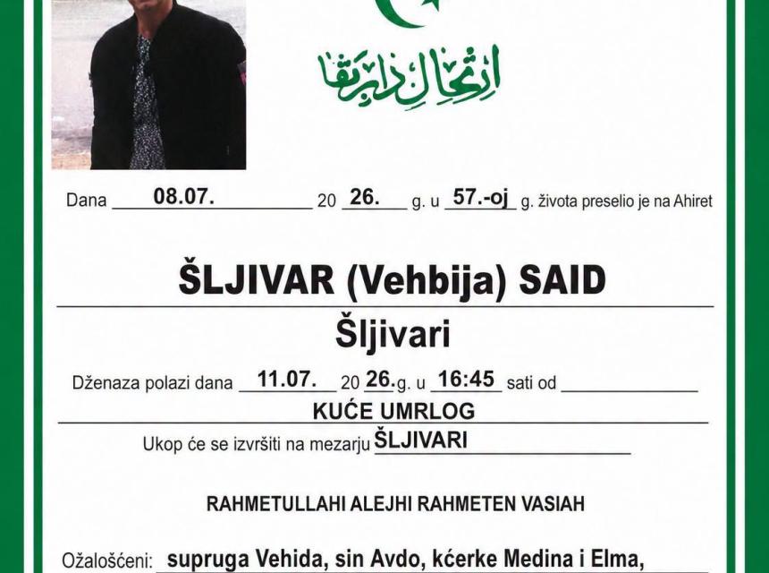 &Scaron;ljivar (Vehbija) Said