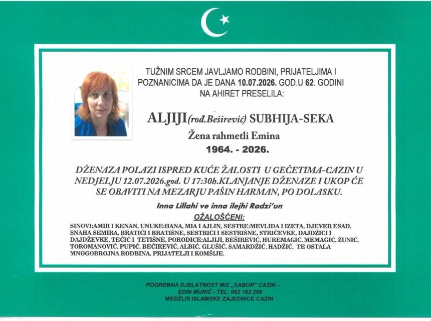 Aljiji (rođ. Be&scaron;irević) Subhija &ndash; Seka