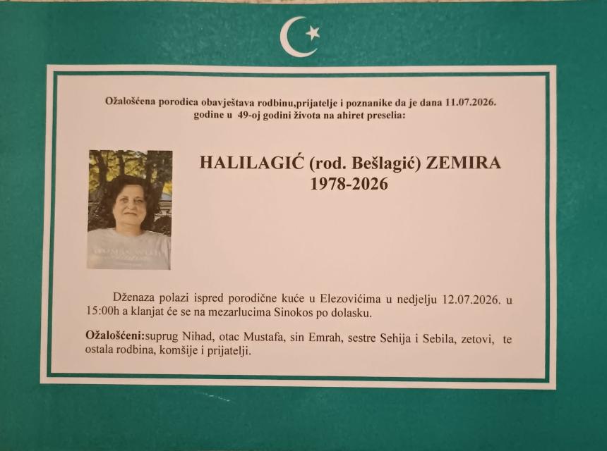 Halilagić (rođ. Be&scaron;lagić) Zemira