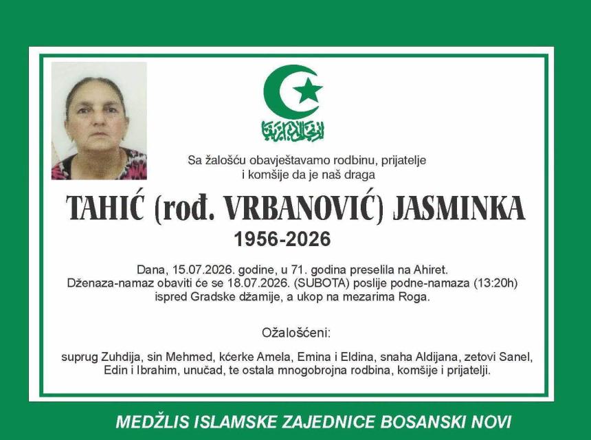 Tahić (rođ. Vrbanović) Jasminka