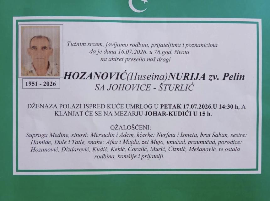 Hozanović (Huseina) Nurija zv. Pelin