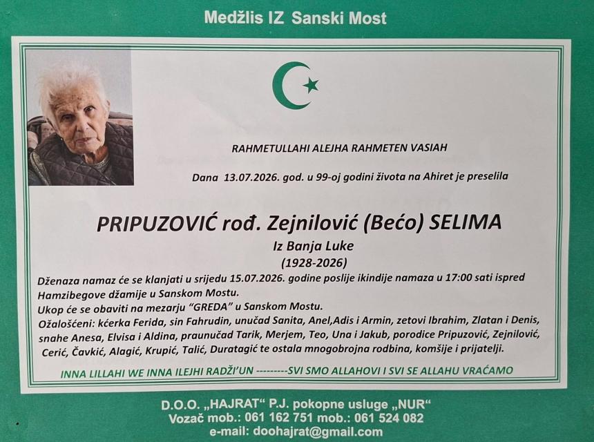 Pripuzović, rođ. Zejnilović (Bećo), Selima