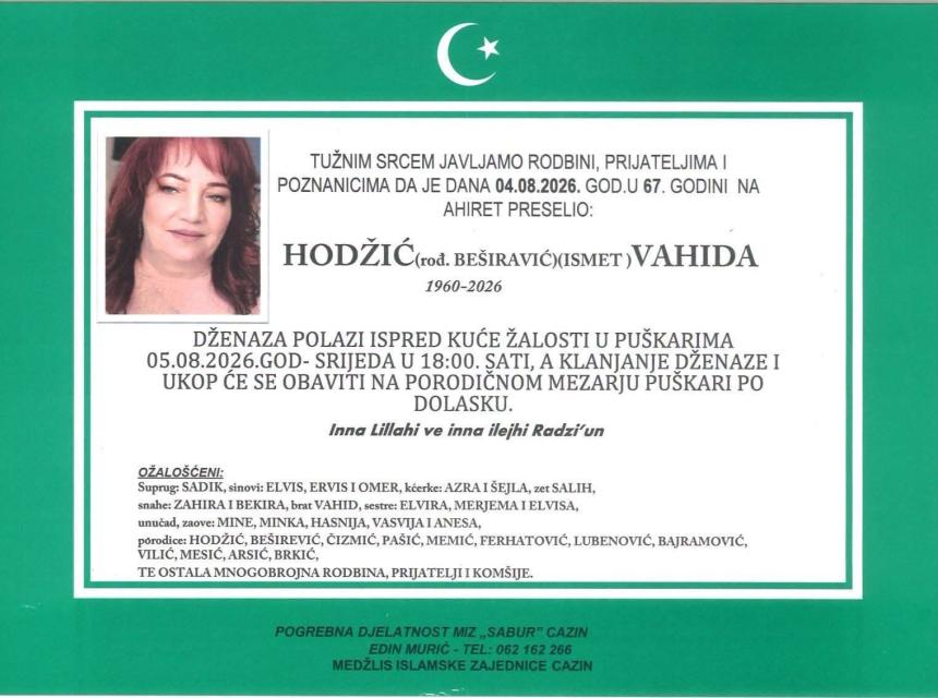 Hodžić (rođ. Be&scaron;iravić) Ismet Vahida
