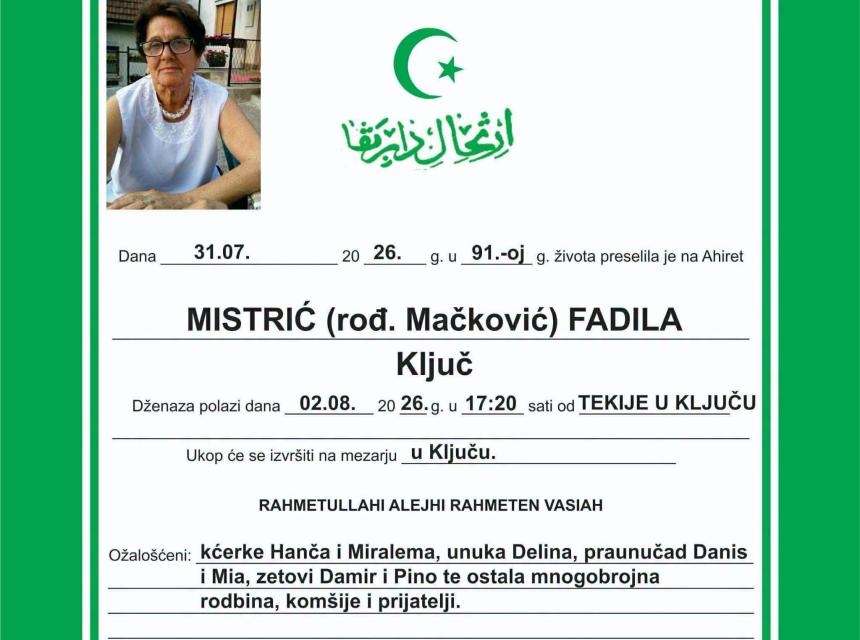 Mistrić (rođ. Mačković) Fadila
